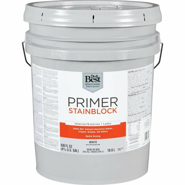 All-Source Latex Interior/Exterior Stain Blocking Primer, White, 5 Gal. W36W00800-20